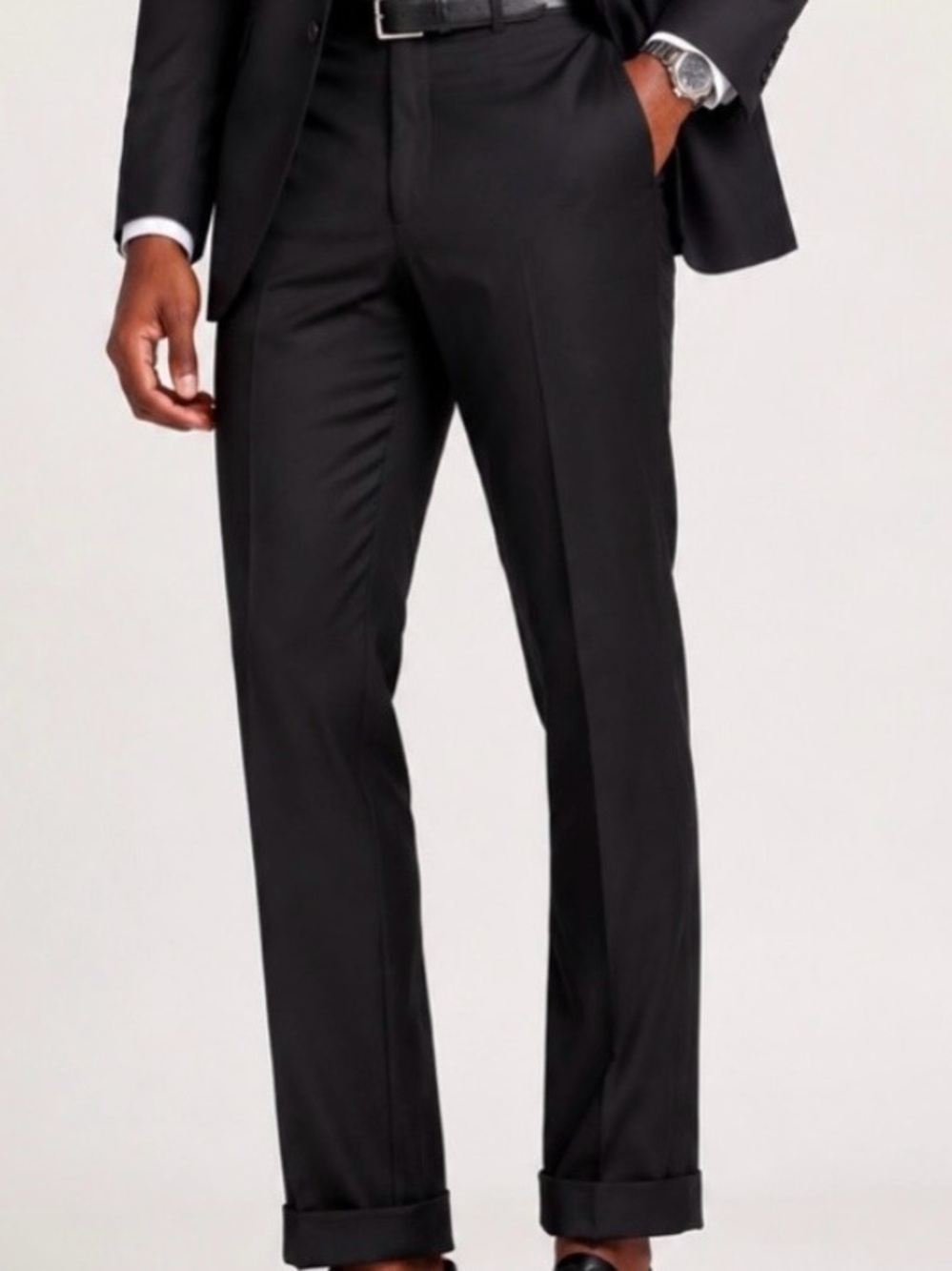 Sean John Luxe‎ Black Cuffed Dress Pants 38x30 Quiet Luxury Elegant Classic